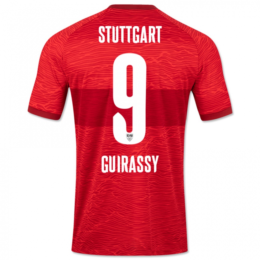 Børn Serhou Guirassy #9 Rød Udebane Spillertrøjer 2023/24 Trøje T-Shirt