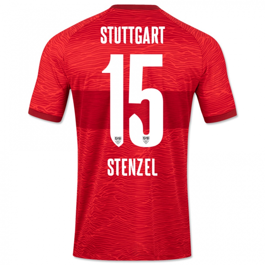 Børn Pascal Stenzel #15 Rød Udebane Spillertrøjer 2023/24 Trøje T-Shirt