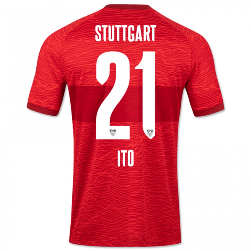 Børn Hiroki Ito #21 Rød Udebane Spillertrøjer 2023/24 Trøje T-Shirt