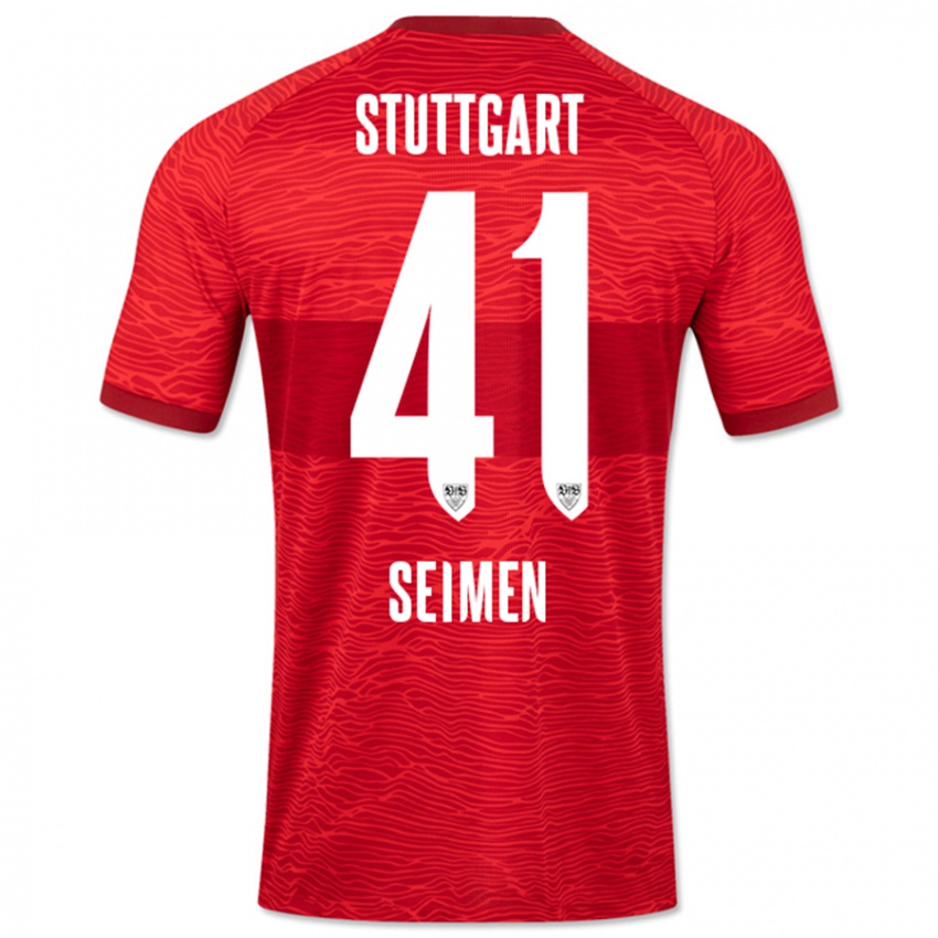 Børn Dennis Seimen #41 Rød Udebane Spillertrøjer 2023/24 Trøje T-Shirt