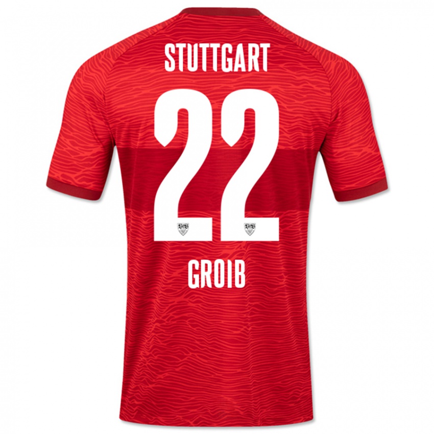 Børn Alexander Groiß #22 Rød Udebane Spillertrøjer 2023/24 Trøje T-Shirt