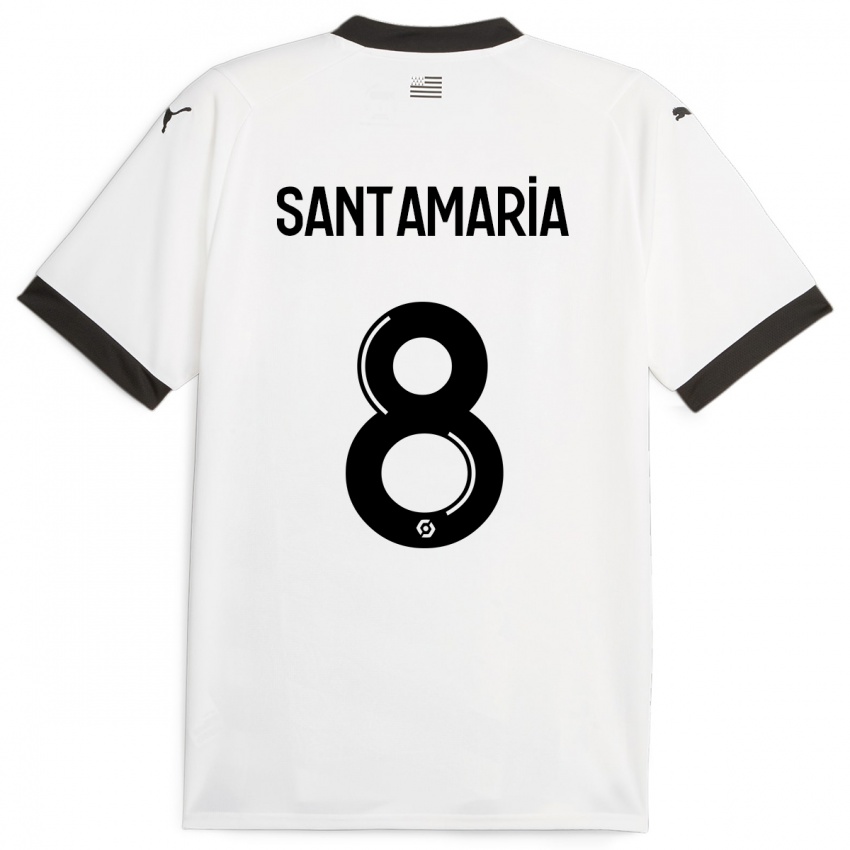 Børn Baptiste Santamaria #8 Hvid Udebane Spillertrøjer 2023/24 Trøje T-Shirt