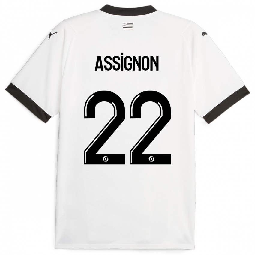 Børn Lorenz Assignon #22 Hvid Udebane Spillertrøjer 2023/24 Trøje T-Shirt