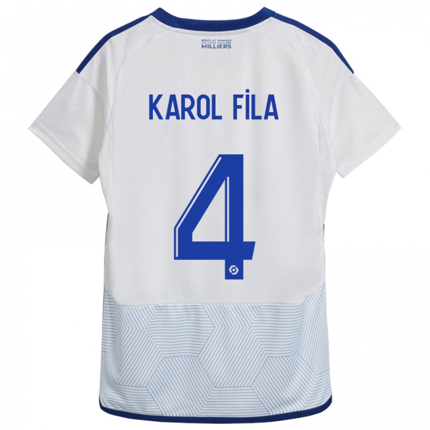 Børn Karol Fila #4 Hvid Udebane Spillertrøjer 2023/24 Trøje T-Shirt