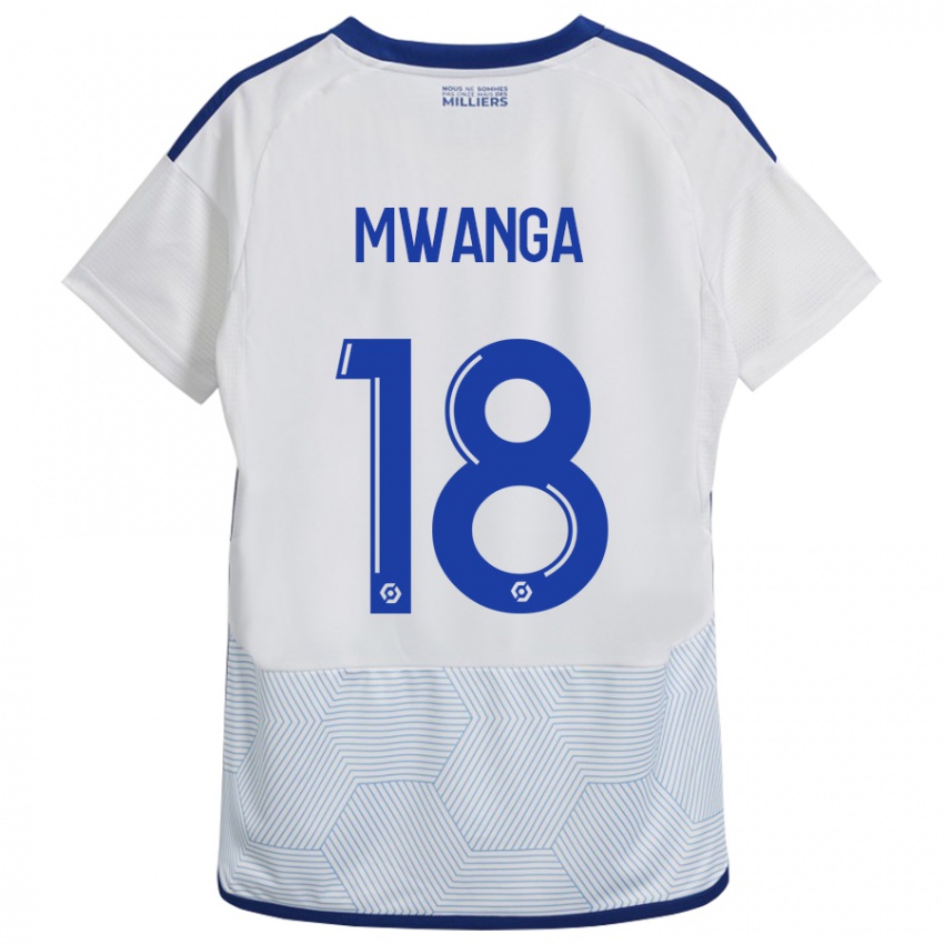 Børn Junior Mwanga #18 Hvid Udebane Spillertrøjer 2023/24 Trøje T-Shirt