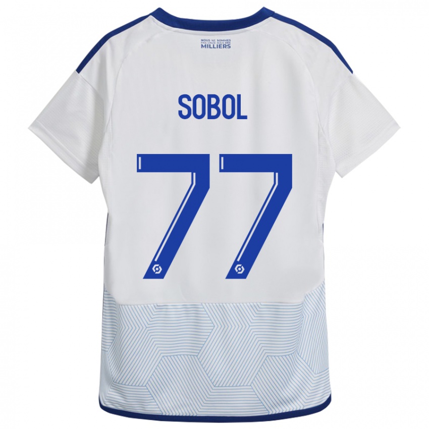 Børn Eduard Sobol #77 Hvid Udebane Spillertrøjer 2023/24 Trøje T-Shirt