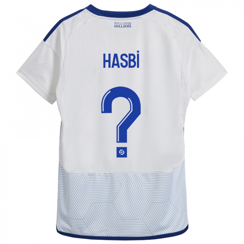 Børn Walid Hasbi #0 Hvid Udebane Spillertrøjer 2023/24 Trøje T-Shirt