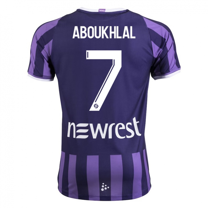 Børn Zakaria Aboukhlal #7 Lilla Udebane Spillertrøjer 2023/24 Trøje T-Shirt