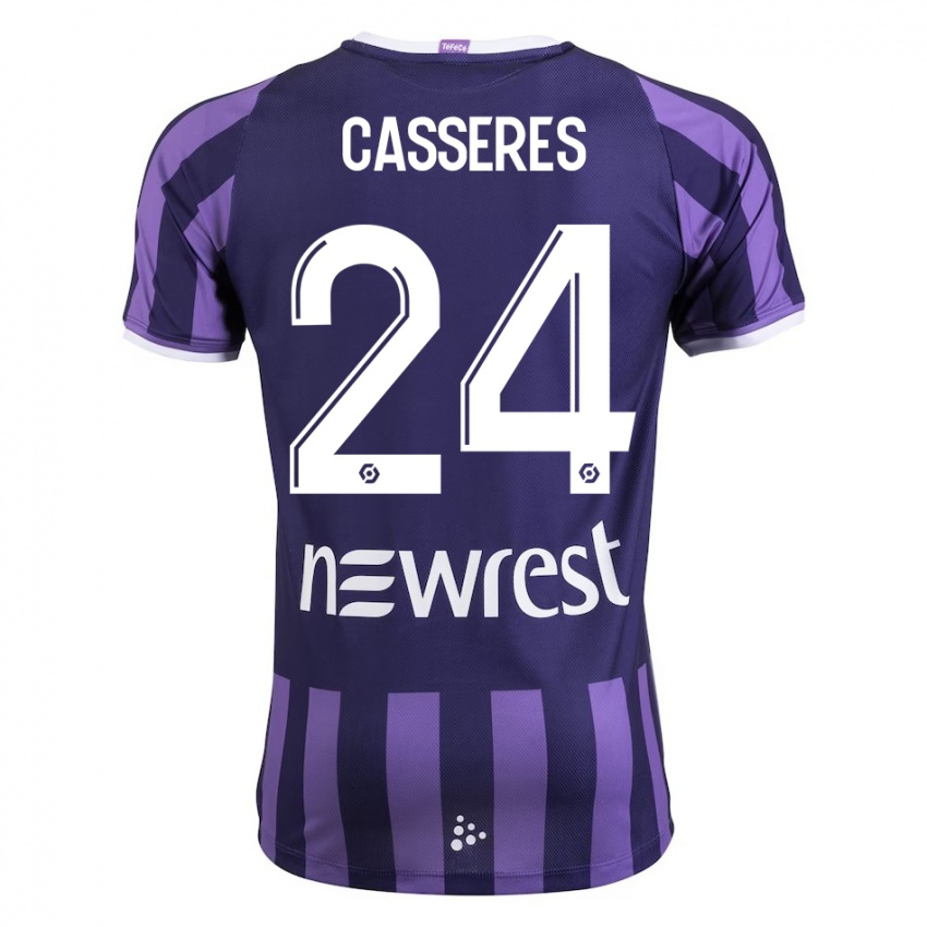 Børn Cristian Cásseres Jr. #24 Lilla Udebane Spillertrøjer 2023/24 Trøje T-Shirt