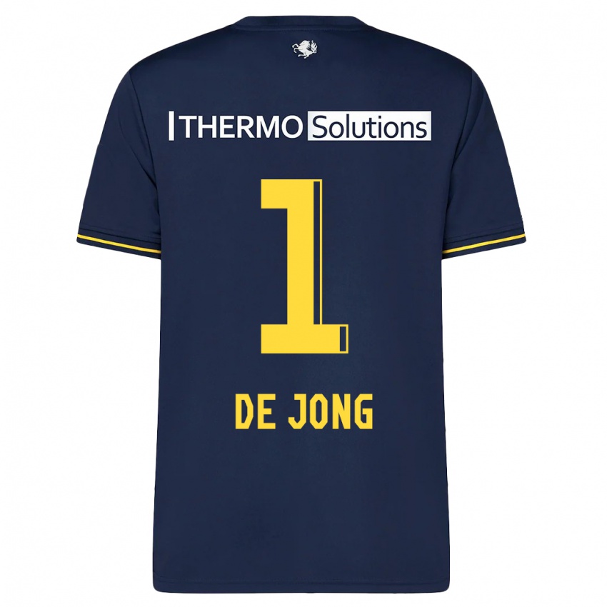 Børn Daniëlle De Jong #1 Flåde Udebane Spillertrøjer 2023/24 Trøje T-Shirt