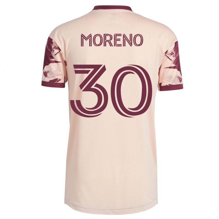 Børn Santiago Moreno #30 Råhvid Udebane Spillertrøjer 2023/24 Trøje T-Shirt