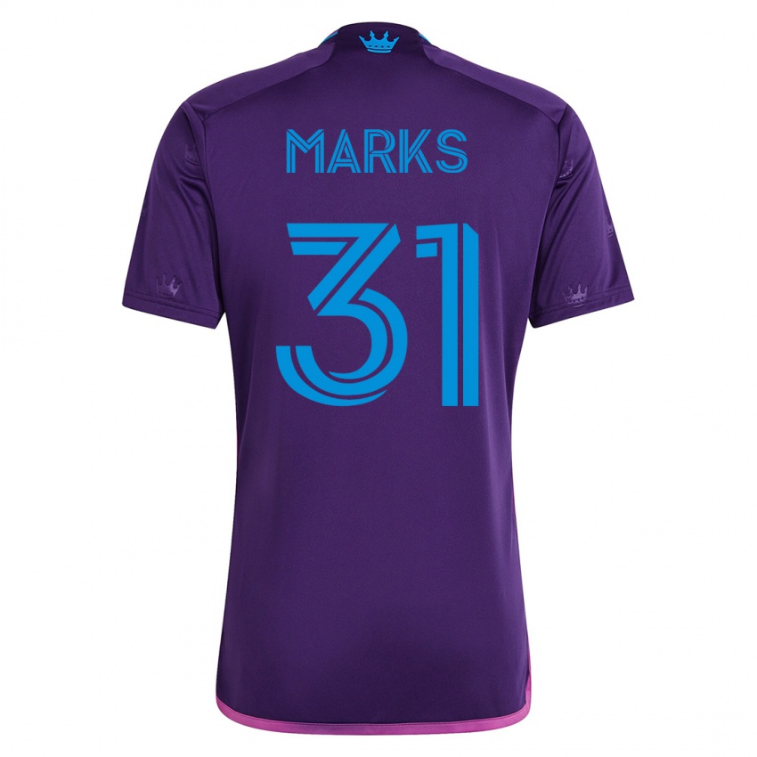 Børn George Marks #31 Viol Udebane Spillertrøjer 2023/24 Trøje T-Shirt