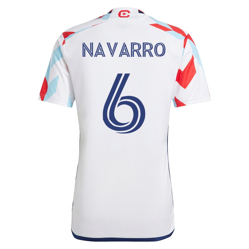 Børn Miguel Navarro #6 Hvid Blå Udebane Spillertrøjer 2023/24 Trøje T-Shirt
