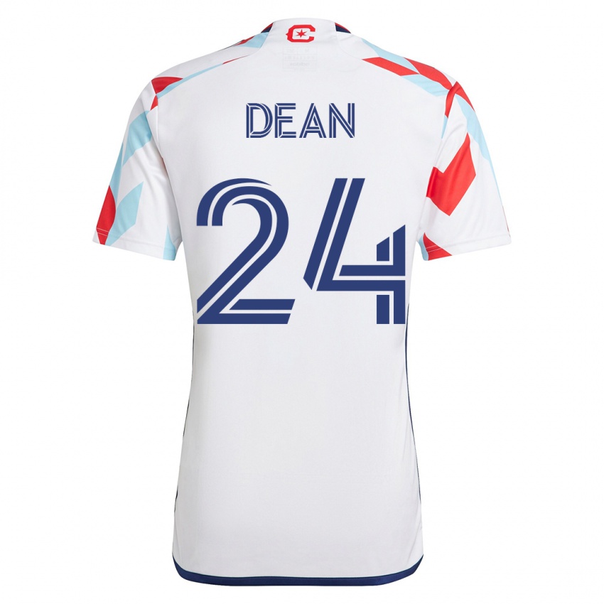 Børn Jonathan Dean #24 Hvid Blå Udebane Spillertrøjer 2023/24 Trøje T-Shirt