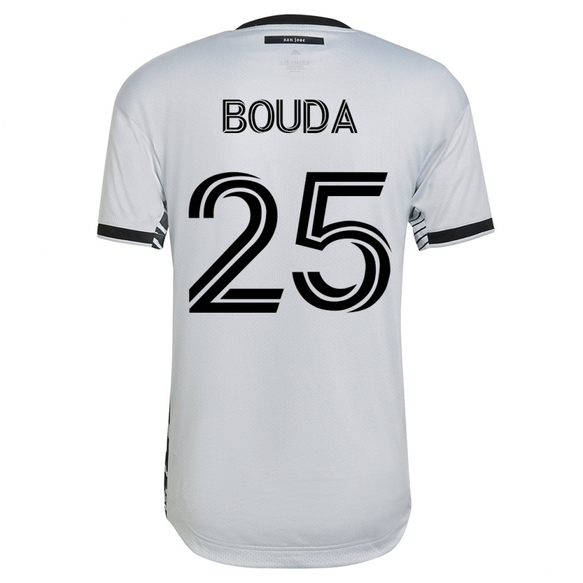 Børn Ousseni Bouda #25 Hvid Udebane Spillertrøjer 2023/24 Trøje T-Shirt