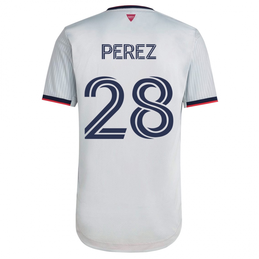 Børn Miguel Perez #28 Hvid Udebane Spillertrøjer 2023/24 Trøje T-Shirt