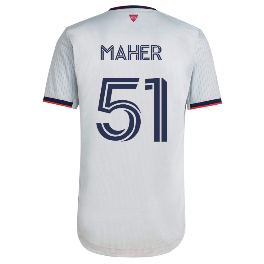 Børn Josh Maher #51 Hvid Udebane Spillertrøjer 2023/24 Trøje T-Shirt