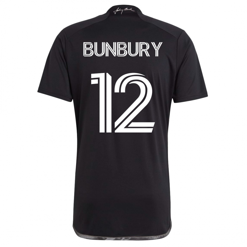 Børn Teal Bunbury #12 Sort Udebane Spillertrøjer 2023/24 Trøje T-Shirt