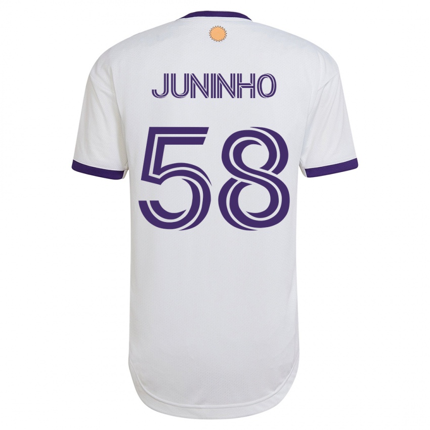 Børn Juninho #58 Hvid Udebane Spillertrøjer 2023/24 Trøje T-Shirt