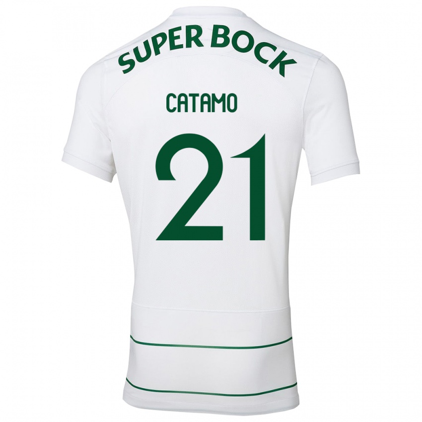 Børn Geny Catamo #21 Hvid Udebane Spillertrøjer 2023/24 Trøje T-Shirt