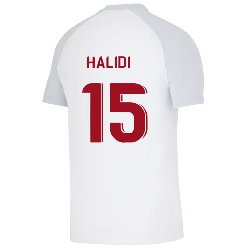 Børn Isa Halidi #15 Hvid Udebane Spillertrøjer 2023/24 Trøje T-Shirt