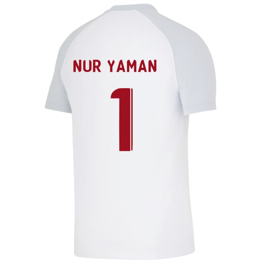 Børn Gamze Nur Yaman #1 Hvid Udebane Spillertrøjer 2023/24 Trøje T-Shirt