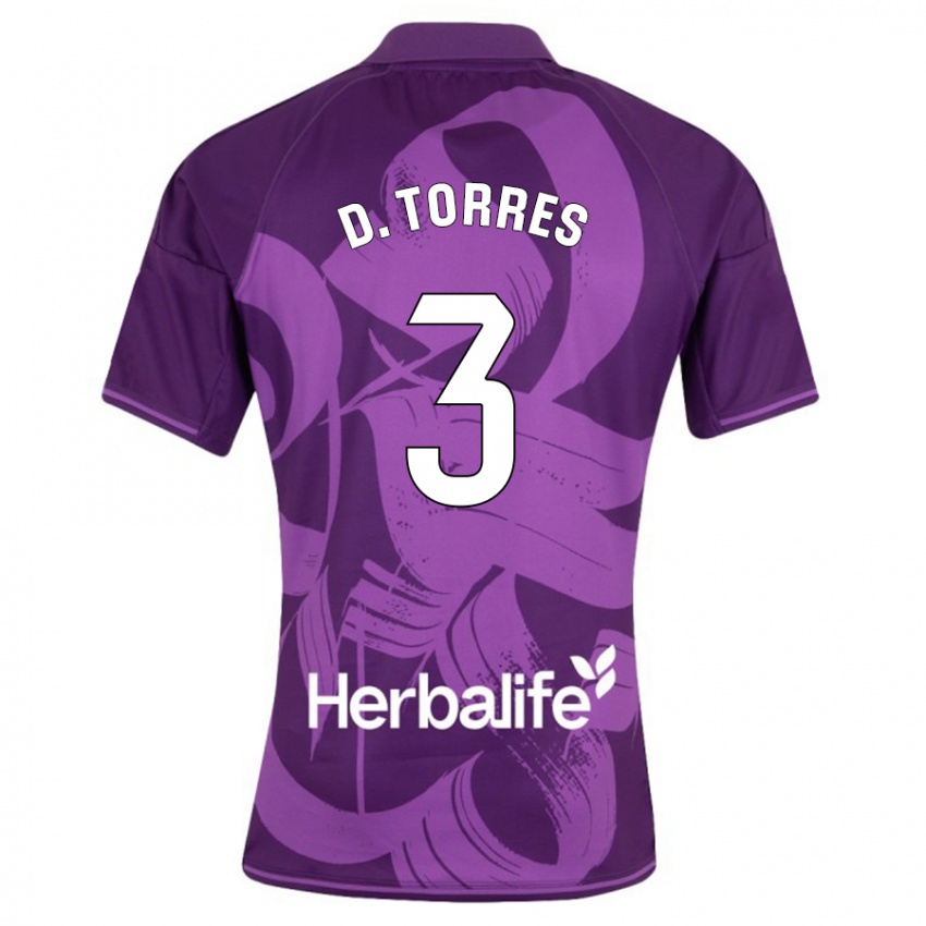 Børn David Torres #3 Viol Udebane Spillertrøjer 2023/24 Trøje T-Shirt