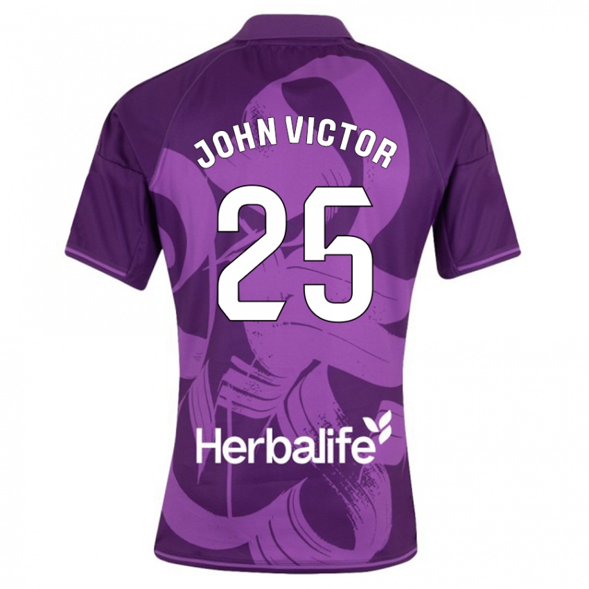 Børn John Victor #25 Viol Udebane Spillertrøjer 2023/24 Trøje T-Shirt