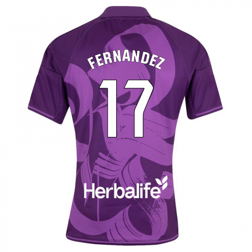 Børn Dani Fernández #17 Viol Udebane Spillertrøjer 2023/24 Trøje T-Shirt