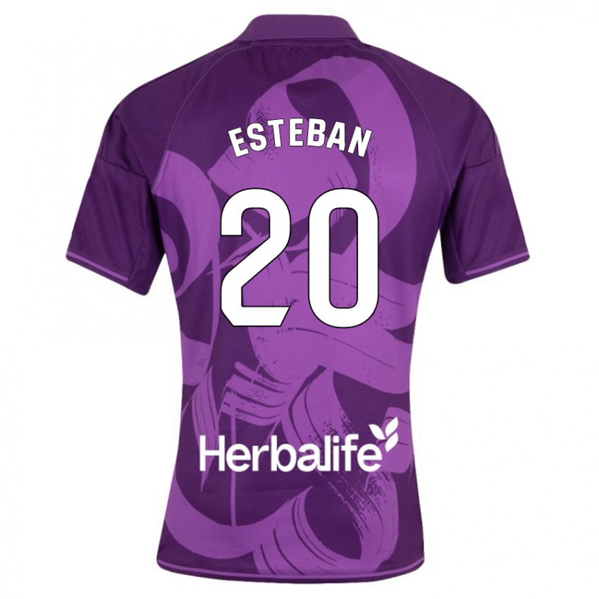 Børn Sergio Esteban #20 Viol Udebane Spillertrøjer 2023/24 Trøje T-Shirt