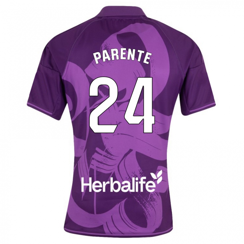 Børn Iago Parente #24 Viol Udebane Spillertrøjer 2023/24 Trøje T-Shirt