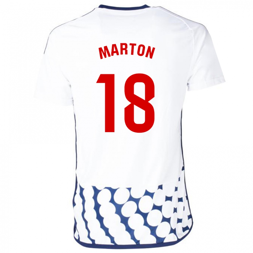 Børn Javier Martón #18 Hvid Udebane Spillertrøjer 2023/24 Trøje T-Shirt