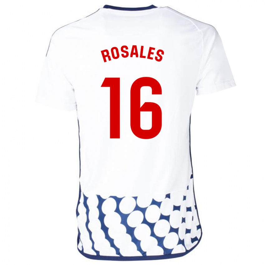 Børn Diego Rosales #16 Hvid Udebane Spillertrøjer 2023/24 Trøje T-Shirt