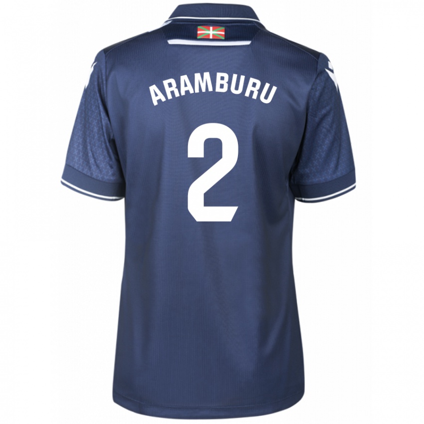 Børn Jon Aramburu #2 Flåde Udebane Spillertrøjer 2023/24 Trøje T-Shirt