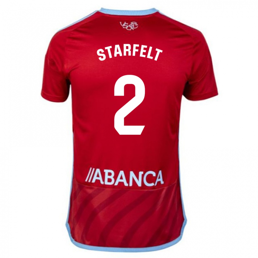Børn Carl Starfelt #2 Rød Udebane Spillertrøjer 2023/24 Trøje T-Shirt