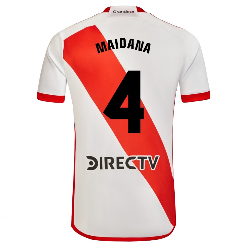 Mænd Jonatan Maidana #4 Hvid Rød Hjemmebane Spillertrøjer 2023/24 Trøje T-Shirt