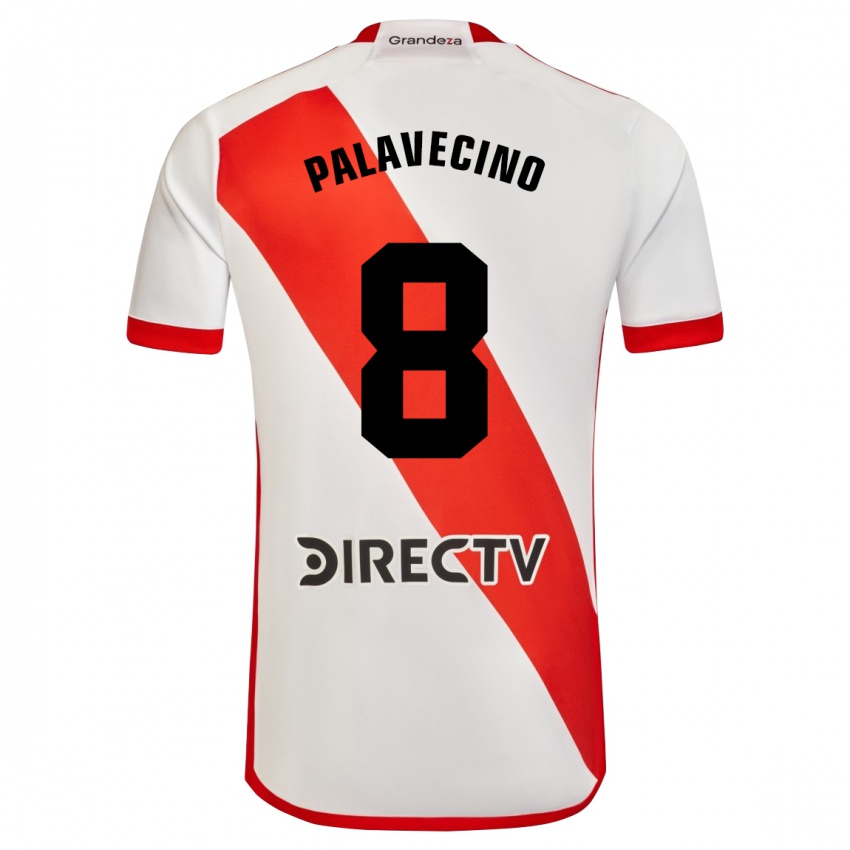 Mænd Agustin Palavecino #8 Hvid Rød Hjemmebane Spillertrøjer 2023/24 Trøje T-Shirt