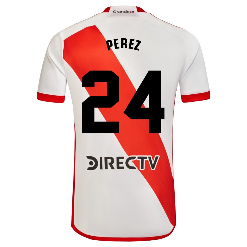 Mænd Enzo Perez #24 Hvid Rød Hjemmebane Spillertrøjer 2023/24 Trøje T-Shirt