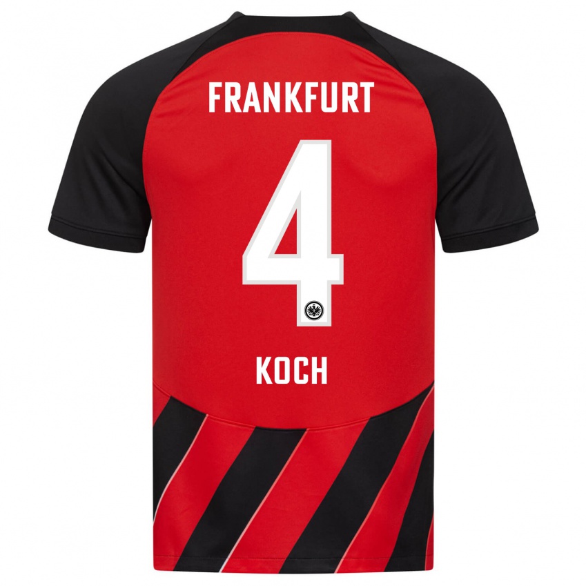 Mænd Robin Koch #4 Rød Sort Hjemmebane Spillertrøjer 2023/24 Trøje T-Shirt