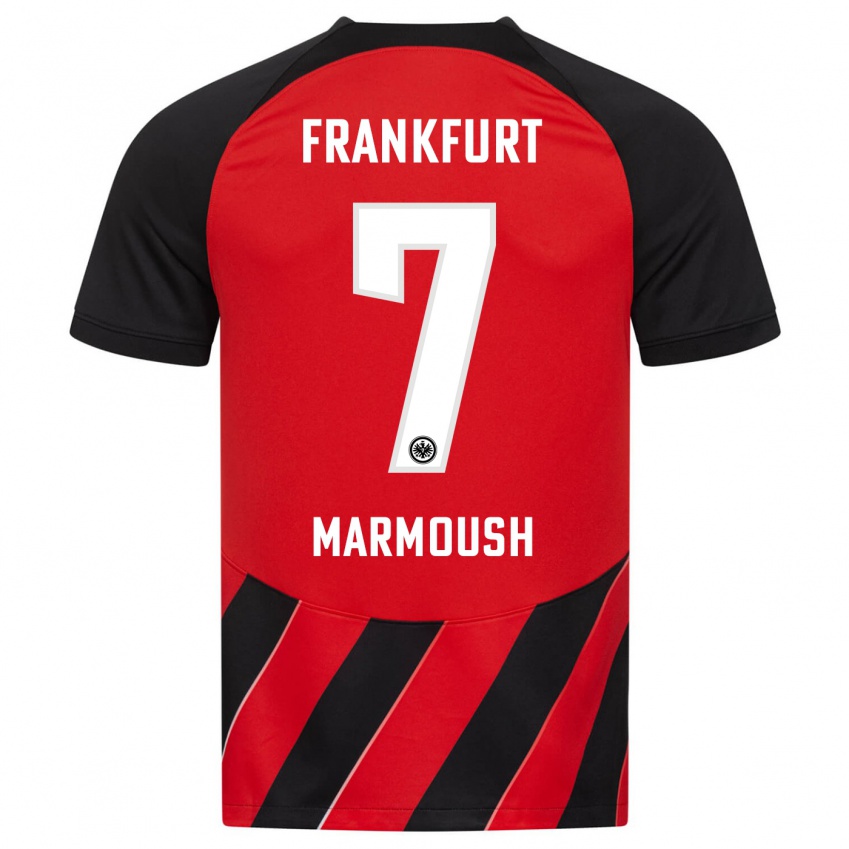 Mænd Omar Marmoush #7 Rød Sort Hjemmebane Spillertrøjer 2023/24 Trøje T-Shirt