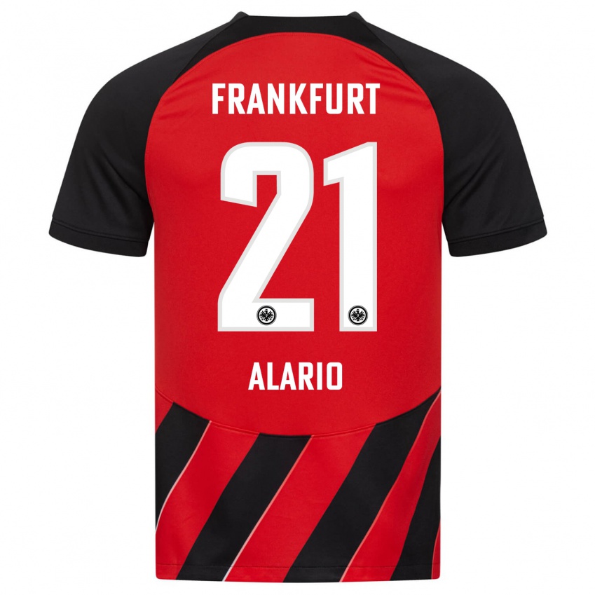 Mænd Lucas Alario #21 Rød Sort Hjemmebane Spillertrøjer 2023/24 Trøje T-Shirt