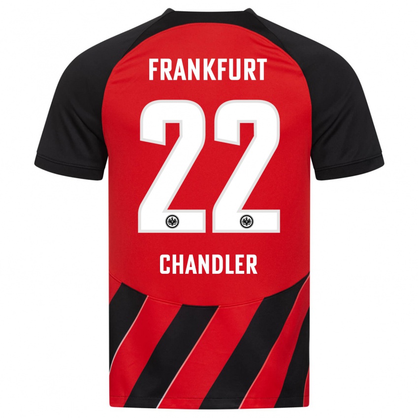 Mænd Timothy Chandler #22 Rød Sort Hjemmebane Spillertrøjer 2023/24 Trøje T-Shirt