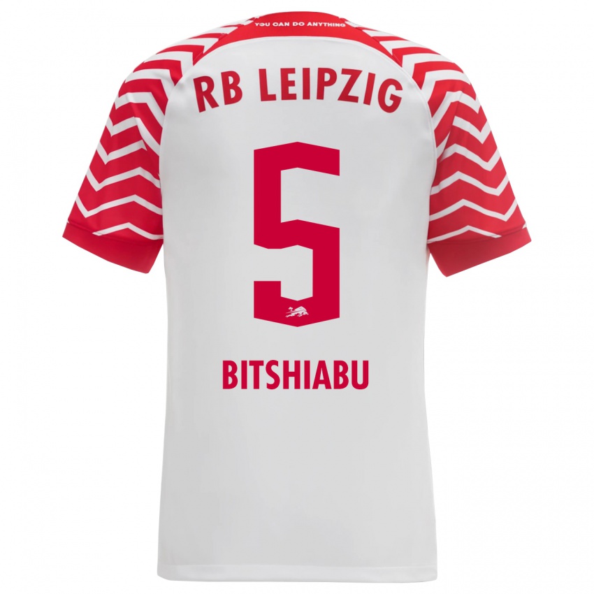 Mænd El Chadaille Bitshiabu #5 Hvid Hjemmebane Spillertrøjer 2023/24 Trøje T-Shirt