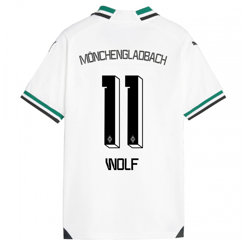 Mænd Hannes Wolf #11 Hvid Grøn Hjemmebane Spillertrøjer 2023/24 Trøje T-Shirt