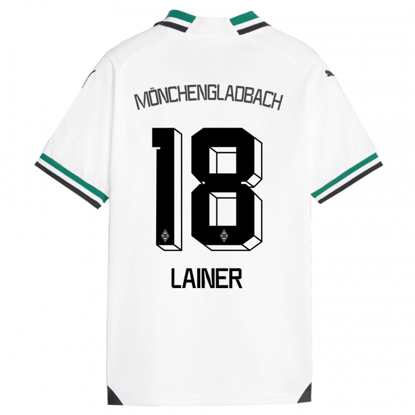 Mænd Stefan Lainer #18 Hvid Grøn Hjemmebane Spillertrøjer 2023/24 Trøje T-Shirt