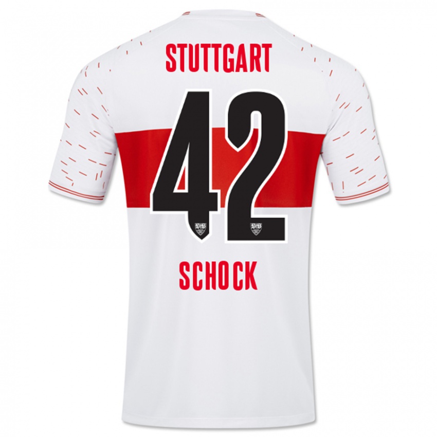 Mænd Florian Schock #42 Hvid Hjemmebane Spillertrøjer 2023/24 Trøje T-Shirt