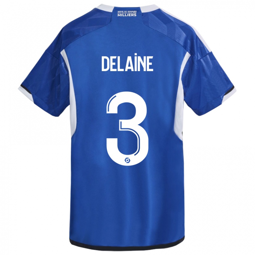 Mænd Thomas Delaine #3 Blå Hjemmebane Spillertrøjer 2023/24 Trøje T-Shirt