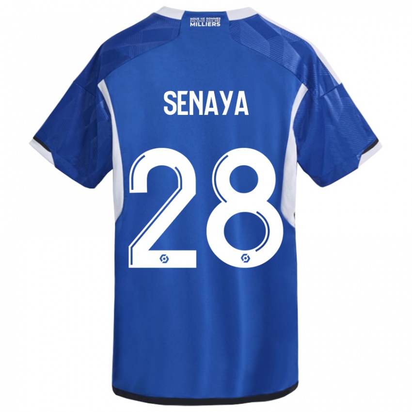 Mænd Marvin Senaya #28 Blå Hjemmebane Spillertrøjer 2023/24 Trøje T-Shirt