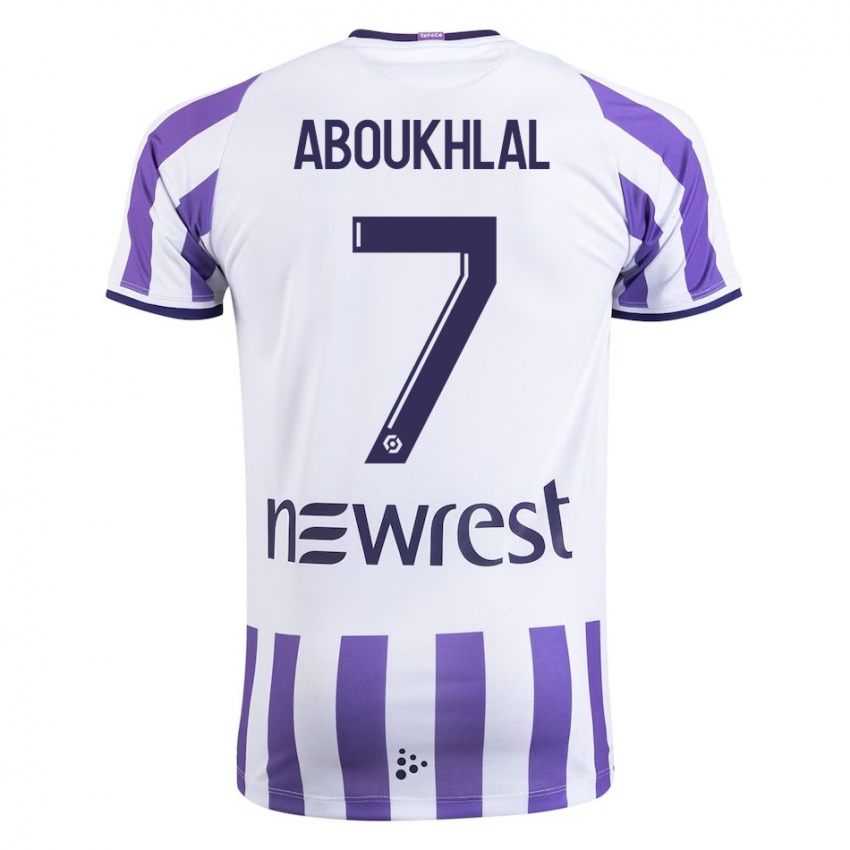 Mænd Zakaria Aboukhlal #7 Hvid Hjemmebane Spillertrøjer 2023/24 Trøje T-Shirt