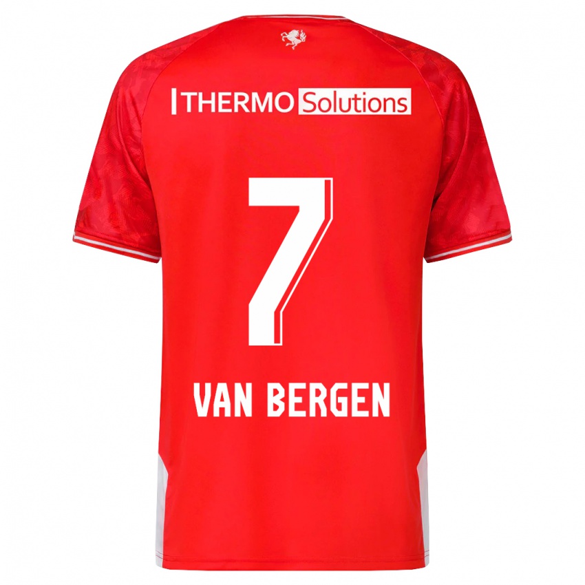 Mænd Mitchell Van Bergen #7 Rød Hjemmebane Spillertrøjer 2023/24 Trøje T-Shirt